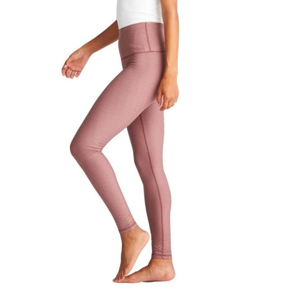 lucy Textured High Rise Hatha Legging - Pink S